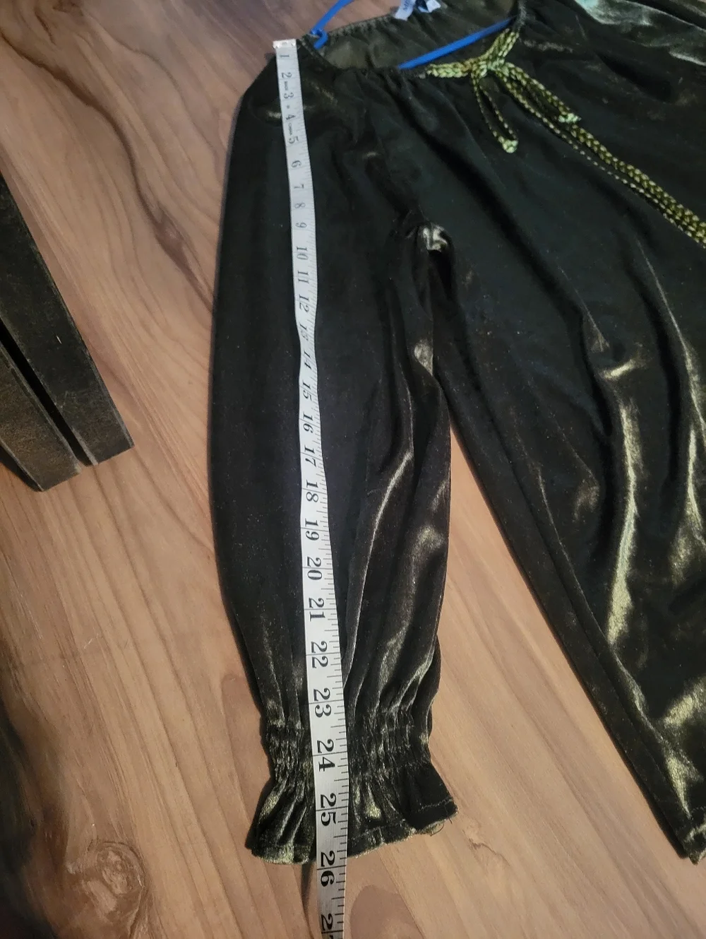 Olive Green Velvet Peasant Style Blouse, Cottagecore Style - Picture 10 of 13